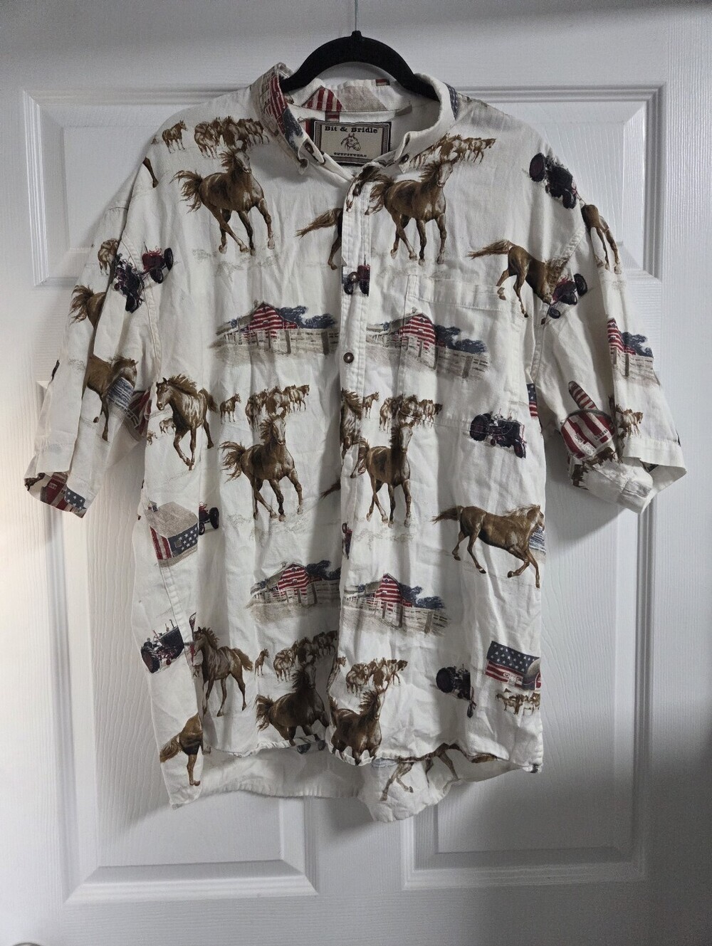 Men's Brit & Bridle Outfitters Vintage Americana Horse & Tractor Shirt Size L